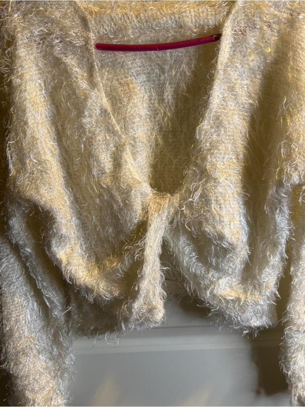 Xhilaration Cream Fuzzy Open-Front Women's Cardigan